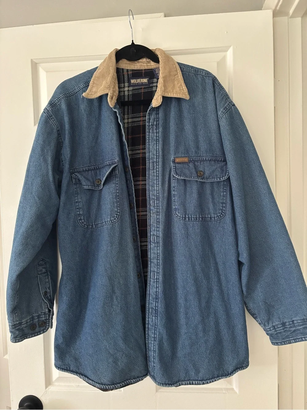 Wolverine Boots & Gear Fleece Lined Denim Shirt Jacket - Size Large